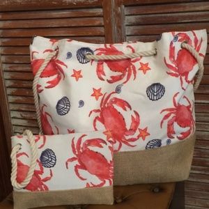 Vintage Country Couture Bags - Beach Travel Bag Set - Set of 2 Crab Beach Bags Vintage Country Couture Bags - Beach Travel Bag Set - Set of 2 Crab Beach Bags